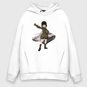 Мужское худи Oversize хлопок с принтом Катюша (Girls und Panzer) в Курске, френч-терри — 70% хлопок, 30% полиэстер. Мягкий теплый начес внутри —100% хлопок | боковые карманы, эластичные манжеты и нижняя кромка, капюшон на магнитной кнопке | Тематика изображения на принте: girls und panzer | katyusha | аниме | девушки и танки | катюша | танк