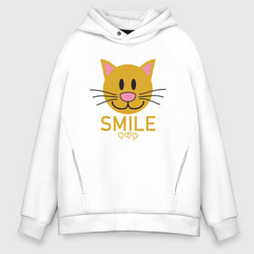 Мужское худи Oversize хлопок с принтом Smile Cat в Курске, френч-терри — 70% хлопок, 30% полиэстер. Мягкий теплый начес внутри —100% хлопок | боковые карманы, эластичные манжеты и нижняя кромка, капюшон на магнитной кнопке | animal | cat | cute | kitty | meow | smile | друг | животные | киска | китти | кот | котенок | котик | котэ | кошечка | кошка | милый | мур | мяу | питомец