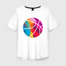 Мужская футболка хлопок Oversize с принтом Rainbow Ball в Курске, 100% хлопок | свободный крой, круглый ворот, “спинка” длиннее передней части | basketball | game | nba | sport | streetball | баскетбол | баскетболист | игра | игрок | мяч | нба | спорт | стритбол | тренер