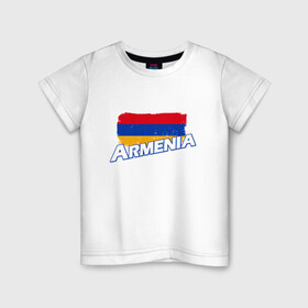 Детская футболка хлопок с принтом Armenia Flag в Курске, 100% хлопок | круглый вырез горловины, полуприлегающий силуэт, длина до линии бедер | armenia | armenya | арарат | армения | армяне | армянин | арцах | горы | ереван | кавказ | народ | саркисян | ссср | страна | флаг