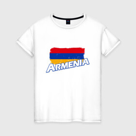 Женская футболка хлопок с принтом Armenia Flag в Курске, 100% хлопок | прямой крой, круглый вырез горловины, длина до линии бедер, слегка спущенное плечо | armenia | armenya | арарат | армения | армяне | армянин | арцах | горы | ереван | кавказ | народ | саркисян | ссср | страна | флаг