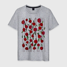 Мужская футболка хлопок с принтом Гирлянды роз в Курске, 100% хлопок | прямой крой, круглый вырез горловины, длина до линии бедер, слегка спущенное плечо. | rose | графика | рисунок | роза | цветок