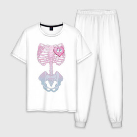 Мужская пижама хлопок с принтом yumemi riamu (Риаму Юмэми) в Курске, 100% хлопок | брюки и футболка прямого кроя, без карманов, на брюках мягкая резинка на поясе и по низу штанин
 | anime | yumemi riamu | аниме | девушки золушки | риаму юмэми | сердце | скелет | хэллоуин