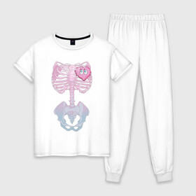 Женская пижама хлопок с принтом yumemi riamu (Риаму Юмэми) в Курске, 100% хлопок | брюки и футболка прямого кроя, без карманов, на брюках мягкая резинка на поясе и по низу штанин | anime | yumemi riamu | аниме | девушки золушки | риаму юмэми | сердце | скелет | хэллоуин