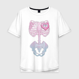 Мужская футболка хлопок Oversize с принтом yumemi riamu (Риаму Юмэми) в Курске, 100% хлопок | свободный крой, круглый ворот, “спинка” длиннее передней части | anime | yumemi riamu | аниме | девушки золушки | риаму юмэми | сердце | скелет | хэллоуин
