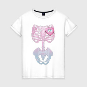 Женская футболка хлопок с принтом yumemi riamu (Риаму Юмэми) в Курске, 100% хлопок | прямой крой, круглый вырез горловины, длина до линии бедер, слегка спущенное плечо | Тематика изображения на принте: anime | yumemi riamu | аниме | девушки золушки | риаму юмэми | сердце | скелет | хэллоуин
