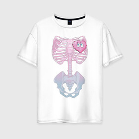 Женская футболка хлопок Oversize с принтом yumemi riamu (Риаму Юмэми) в Курске, 100% хлопок | свободный крой, круглый ворот, спущенный рукав, длина до линии бедер
 | anime | yumemi riamu | аниме | девушки золушки | риаму юмэми | сердце | скелет | хэллоуин