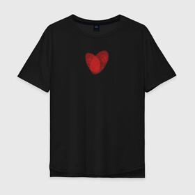 Мужская футболка хлопок Oversize с принтом Отпечатки в виде сердца в Курске, 100% хлопок | свободный крой, круглый ворот, “спинка” длиннее передней части | Тематика изображения на принте: heart | love | любовь | отношения | отпечаток | сердце