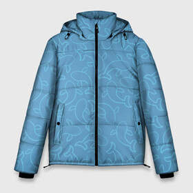 Мужская зимняя куртка 3D с принтом Рыбки на голубом в Курске, верх — 100% полиэстер; подкладка — 100% полиэстер; утеплитель — 100% полиэстер | длина ниже бедра, свободный силуэт Оверсайз. Есть воротник-стойка, отстегивающийся капюшон и ветрозащитная планка. 

Боковые карманы с листочкой на кнопках и внутренний карман на молнии. | Тематика изображения на принте: fish | море | морские | на голубом | паттерн | рыба | рыбки | рыбы