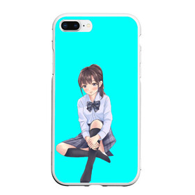 Чехол для iPhone 7Plus/8 Plus матовый с принтом Anime girl в Курске, Силикон | Область печати: задняя сторона чехла, без боковых панелей | anime girl | green | аниме | аниме тян на бирюзовом фоне | зеленый фон