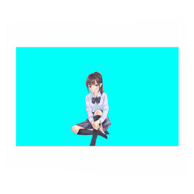 Бумага для упаковки 3D с принтом Anime girl в Курске, пластик и полированная сталь | круглая форма, металлическое крепление в виде кольца | anime girl | green | аниме | аниме тян на бирюзовом фоне | зеленый фон