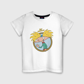 Детская футболка хлопок с принтом Hey Arnold! в Курске, 100% хлопок | круглый вырез горловины, полуприлегающий силуэт, длина до линии бедер | arnold | boy | cartoon | nickelodeon | арнольд | мальчик | мультик | никелодион