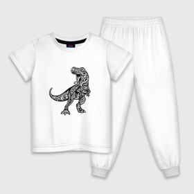 Детская пижама хлопок с принтом Тираннозавр узор Мандала в Курске, 100% хлопок |  брюки и футболка прямого кроя, без карманов, на брюках мягкая резинка на поясе и по низу штанин
 | Тематика изображения на принте: art | ethnic | grunge | mandala | pattern | pop culture | rex | science | t rex | tribal | tyrannosaurus rex | vintage | арт | вензеля | винтаж | гранж | динозавр | наука | паттерн | популярная культура | теропод | ти рекс | тиранозавр | тирекс | хищник |