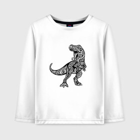 Детский лонгслив хлопок с принтом Тираннозавр узор Мандала в Курске, 100% хлопок | круглый вырез горловины, полуприлегающий силуэт, длина до линии бедер | Тематика изображения на принте: art | ethnic | grunge | mandala | pattern | pop culture | rex | science | t rex | tribal | tyrannosaurus rex | vintage | арт | вензеля | винтаж | гранж | динозавр | наука | паттерн | популярная культура | теропод | ти рекс | тиранозавр | тирекс | хищник |