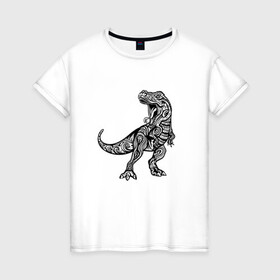 Женская футболка хлопок с принтом Тираннозавр узор Мандала в Курске, 100% хлопок | прямой крой, круглый вырез горловины, длина до линии бедер, слегка спущенное плечо | art | ethnic | grunge | mandala | pattern | pop culture | rex | science | t rex | tribal | tyrannosaurus rex | vintage | арт | вензеля | винтаж | гранж | динозавр | наука | паттерн | популярная культура | теропод | ти рекс | тиранозавр | тирекс | хищник |