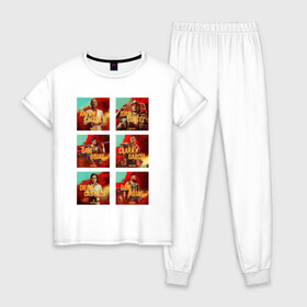 Женская пижама хлопок с принтом Far Cry Posters в Курске, 100% хлопок | брюки и футболка прямого кроя, без карманов, на брюках мягкая резинка на поясе и по низу штанин | games | poster | ubisoft | дани | диего | яра