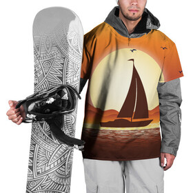 Накидка на куртку 3D с принтом Кораблик на закате в Курске, 100% полиэстер |  | sailboat | ship | ships | кораблик | корабль | лодка | парус | парусная лодка | тату | татуировка