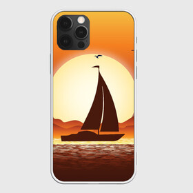 Чехол для iPhone 12 Pro Max с принтом Кораблик на закате в Курске, Силикон |  | sailboat | ship | ships | кораблик | корабль | лодка | парус | парусная лодка | тату | татуировка