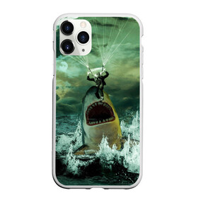 Чехол для iPhone 11 Pro Max матовый с принтом Shark Attack | Акула атакует в Курске, Силикон |  | attack | shark | акула | атака | парашютист | челюсти