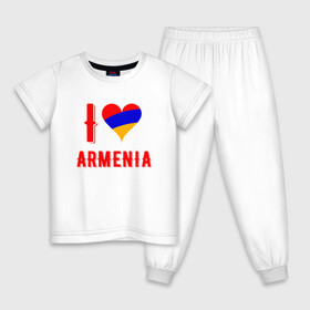 Детская пижама хлопок с принтом I Love Armenia в Курске, 100% хлопок |  брюки и футболка прямого кроя, без карманов, на брюках мягкая резинка на поясе и по низу штанин
 | Тематика изображения на принте: armenia | armenya | love | арарат | армения | армяне | армянин | арцах | горы | ереван | кавказ | любовь | народ | саркисян | сердце | ссср | страна | флаг