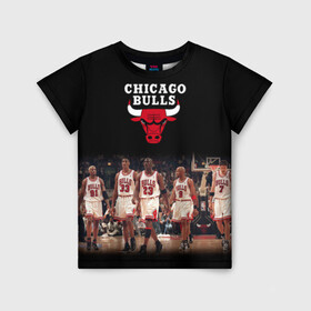 Детская футболка 3D с принтом CHICAGO BULLS [3] в Курске, 100% гипоаллергенный полиэфир | прямой крой, круглый вырез горловины, длина до линии бедер, чуть спущенное плечо, ткань немного тянется | Тематика изображения на принте: basketball | bulls | chicago | chicago bulls | jordan | nba | баскетбол | джордан | нба | чикаго буллз