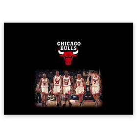 Поздравительная открытка с принтом CHICAGO BULLS [3] в Курске, 100% бумага | плотность бумаги 280 г/м2, матовая, на обратной стороне линовка и место для марки
 | basketball | bulls | chicago | chicago bulls | jordan | nba | баскетбол | джордан | нба | чикаго буллз