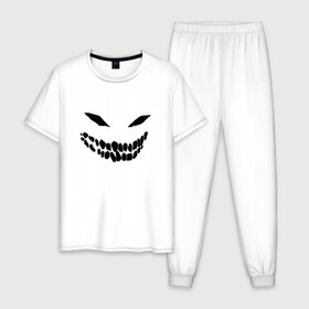 Мужская пижама хлопок с принтом Ghost face в Курске, 100% хлопок | брюки и футболка прямого кроя, без карманов, на брюках мягкая резинка на поясе и по низу штанин
 | Тематика изображения на принте: disturbed | drain | face | ghost | дрейн | монстр | призрак