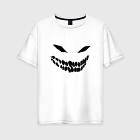 Женская футболка хлопок Oversize с принтом Ghost face в Курске, 100% хлопок | свободный крой, круглый ворот, спущенный рукав, длина до линии бедер
 | disturbed | drain | face | ghost | дрейн | монстр | призрак