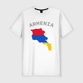Мужская футболка хлопок Slim с принтом Карта Армении в Курске, 92% хлопок, 8% лайкра | приталенный силуэт, круглый вырез ворота, длина до линии бедра, короткий рукав | armenia | armenya | арарат | армения | армяне | армянин | арцах | горы | ереван | кавказ | народ | саркисян | ссср | страна | флаг