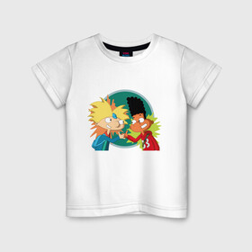 Детская футболка хлопок с принтом Hey Arnold!  в Курске, 100% хлопок | круглый вырез горловины, полуприлегающий силуэт, длина до линии бедер | мульсериалы | мультфильмы 90 х | никелодеон | ностальгия | нулевые | эй арнольд