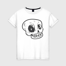 Женская футболка хлопок с принтом Задумчивый Аякс в Курске, 100% хлопок | прямой крой, круглый вырез горловины, длина до линии бедер, слегка спущенное плечо | skull | иллюстрация | стикер | ужастик | череп