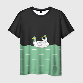 Мужская футболка 3D с принтом Уточки в Курске, 100% полиэфир | прямой крой, круглый вырез горловины, длина до линии бедер | gussi | гуси | день рождения | детям | подарок | прикольные животные | смешное животное | утки
