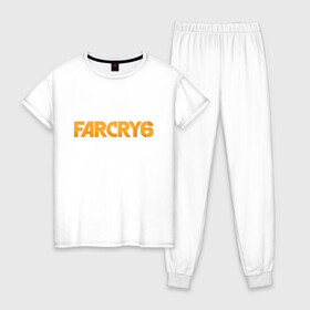 Женская пижама хлопок с принтом FC6 Logo в Курске, 100% хлопок | брюки и футболка прямого кроя, без карманов, на брюках мягкая резинка на поясе и по низу штанин | far cry | fc6 | gamer | games | ubisoft | фар край | яра