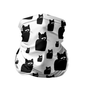 Бандана-труба 3D с принтом Принт из грустных черных котов в Курске, 100% полиэстер, ткань с особыми свойствами — Activecool | плотность 150‒180 г/м2; хорошо тянется, но сохраняет форму | грустный | кот | черный