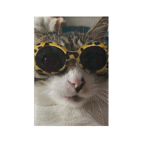 Обложка для паспорта матовая кожа с принтом Мем про кота в Курске, натуральная матовая кожа | размер 19,3 х 13,7 см; прозрачные пластиковые крепления | Тематика изображения на принте: в очках | киса селфи | кот | мем | милый | прикол