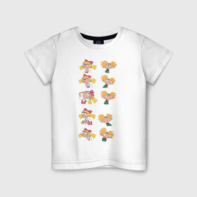 Детская футболка хлопок с принтом Арнольд и Хельга  в Курске, 100% хлопок | круглый вырез горловины, полуприлегающий силуэт, длина до линии бедер | арнольд | мульсериалы | мультсериалы 90х | никелодеон | нулевые | хельга патаки