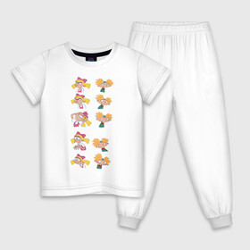Детская пижама хлопок с принтом Арнольд и Хельга  в Курске, 100% хлопок |  брюки и футболка прямого кроя, без карманов, на брюках мягкая резинка на поясе и по низу штанин
 | арнольд | мульсериалы | мультсериалы 90х | никелодеон | нулевые | хельга патаки