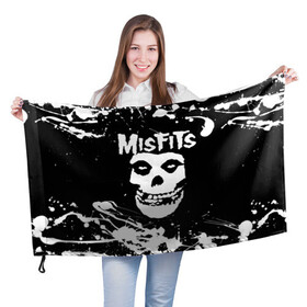 Флаг 3D с принтом MISFITS [4] в Курске, 100% полиэстер | плотность ткани — 95 г/м2, размер — 67 х 109 см. Принт наносится с одной стороны | misfits | music | rock | мисфитс | музыка | рок