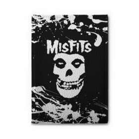 Обложка для автодокументов с принтом MISFITS [4] в Курске, натуральная кожа |  размер 19,9*13 см; внутри 4 больших “конверта” для документов и один маленький отдел — туда идеально встанут права | Тематика изображения на принте: misfits | music | rock | мисфитс | музыка | рок