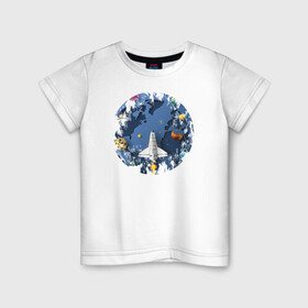 Детская футболка хлопок с принтом Космос в Курске, 100% хлопок | круглый вырез горловины, полуприлегающий силуэт, длина до линии бедер | Тематика изображения на принте: астрономия | космический корабль | космос | небо | планеты | челнок | шатл