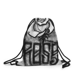 Рюкзак-мешок 3D с принтом Терновая роза в Курске, 100% полиэстер | плотность ткани — 200 г/м2, размер — 35 х 45 см; лямки — толстые шнурки, застежка на шнуровке, без карманов и подкладки | венок | комикс | роза | тату | терновая | эскиз