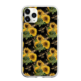 Чехол для iPhone 11 Pro Max матовый с принтом Fashion Sunflowers and bees в Курске, Силикон |  | black | fashion | flowers | flowers lovers | sunflower | sunflowers | букет подсолнухов | весенние подсолнухи | жёлтые подсолнухи | летние подсолнухи | летние цветы | насекомые | подсолнечник | подсолнухи