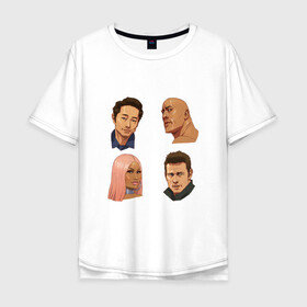 Мужская футболка хлопок Oversize с принтом Том и его друзья в Курске, 100% хлопок | свободный крой, круглый ворот, “спинка” длиннее передней части | Тематика изображения на принте: актер | круз | ники минаж | скала