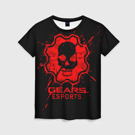 Женская футболка 3D с принтом Gears esports в Курске, 100% полиэфир ( синтетическое хлопкоподобное полотно) | прямой крой, круглый вырез горловины, длина до линии бедер | game | games | gears of war | gow | гирс оф вар | гов | игра | игры | маркус феникс | пуфкы ща цфк