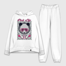 Женский костюм хлопок Oversize с принтом PINK LIFE в Курске,  |  | black | fashion | girl | life | panda | pink | roses | text | white | женский | жизнь | лето | мода | очки | панда | розовый | розы | стиль | узор