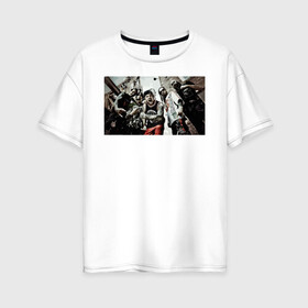 Женская футболка хлопок Oversize с принтом Five Finger Death Punch в Курске, 100% хлопок | свободный крой, круглый ворот, спущенный рукав, длина до линии бедер
 | groove metal | group | rock | грув металл | группа | рок