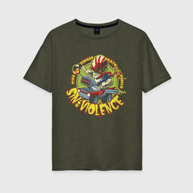 Женская футболка хлопок Oversize с принтом Five Finger Death Punch в Курске, 100% хлопок | свободный крой, круглый ворот, спущенный рукав, длина до линии бедер
 | car | groove metal | group | rock | автомобиль | грув металл | группа | рок