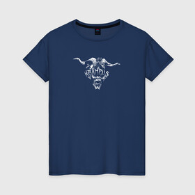 Женская футболка хлопок с принтом Крампус в Курске, 100% хлопок | прямой крой, круглый вырез горловины, длина до линии бедер, слегка спущенное плечо | демон | дьявол | зло | крампус | мифическое существо | монстр | рога | страшный | хоррор