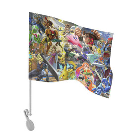 Флаг для автомобиля с принтом Super Smash World в Курске, 100% полиэстер | Размер: 30*21 см | capcom | games | mario | nintendo | pikachu | zelda