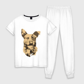 Женская пижама хлопок с принтом FC5: Бумер в Курске, 100% хлопок | брюки и футболка прямого кроя, без карманов, на брюках мягкая резинка на поясе и по низу штанин | fc5 | бумер | животные | пёс | собака